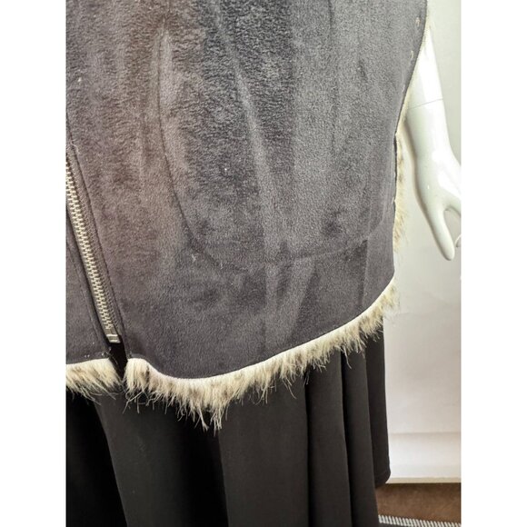 Dennis Basso Faux Fur Trimmed Studded Suede Vest Luxe Winter Layering Piece - Picture 14 of 16